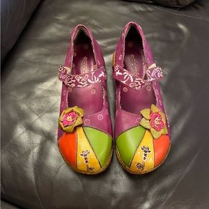 Funky colorful Mary Jane’s platforms